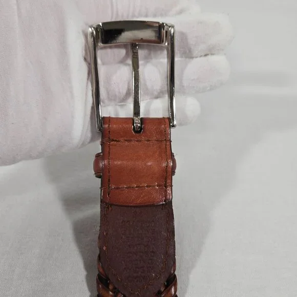 VINTAGE Hipster Western Genuine BROWN Leather Bonded Lacing BELT Men's Size 34. - Picture 8 of 17